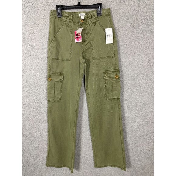Roxy Juniors' Come and Chill Mid-Rise Cargo Pants Green Size Extra Small NWT's - Picture 1 of 7